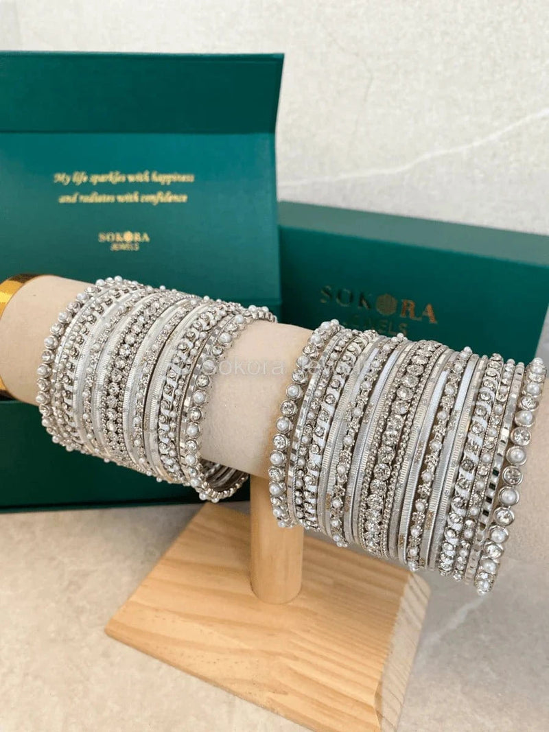 Pav Midi Pearly Bangle Set - 3 Colour Options - SOKORA JEWELSPav Midi Pearly Bangle Set - 3 Colour OptionsBANGLES