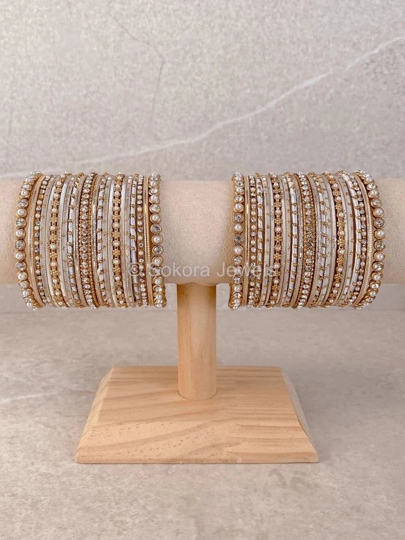 Pav Midi Pearly Bangle Set - 3 Colour Options - SOKORA JEWELSPav Midi Pearly Bangle Set - 3 Colour OptionsBANGLES
