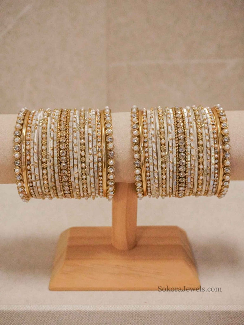 Pav Midi Pearly Bangle Set - 3 Colour Options - SOKORA JEWELSPav Midi Pearly Bangle Set - 3 Colour OptionsBANGLES