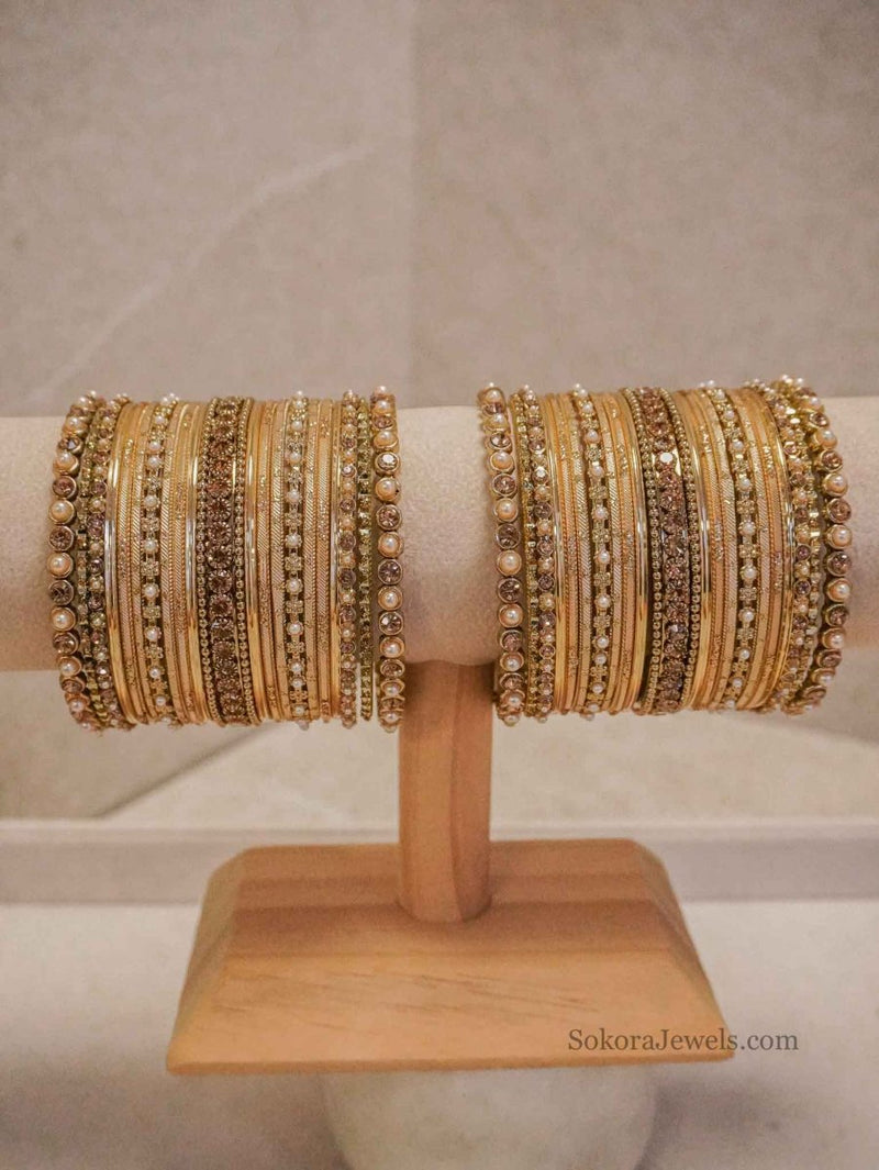 Pav Midi Pearly Bangle Set - 3 Colour Options - SOKORA JEWELSPav Midi Pearly Bangle Set - 3 Colour OptionsBANGLES