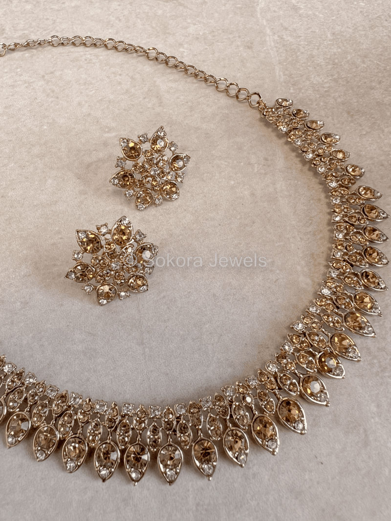 Pav Necklace Set - Golden - SOKORA JEWELSPav Necklace Set - GoldenNECKLACE SETS