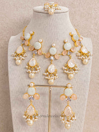 Peach and Pale Mint Mother of Pearl Necklace Set - SOKORA JEWELSPeach and Pale Mint Mother of Pearl Necklace Set