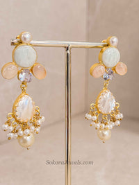 Peach and Pale Mint Mother of Pearl Necklace Set - SOKORA JEWELSPeach and Pale Mint Mother of Pearl Necklace Set