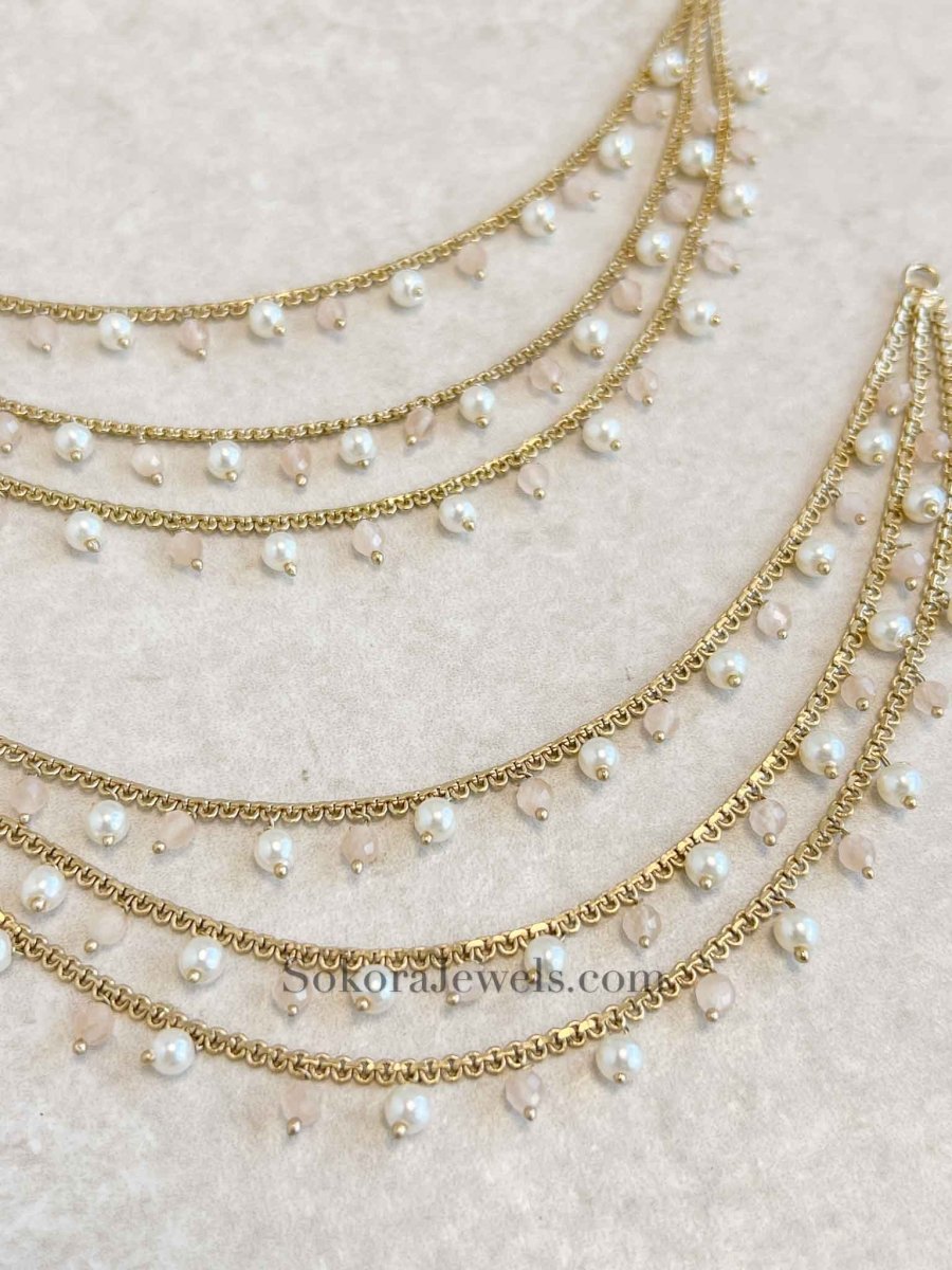 Peach Bead Earring chains - SOKORA JEWELSPeach Bead Earring chainsEARRINGS