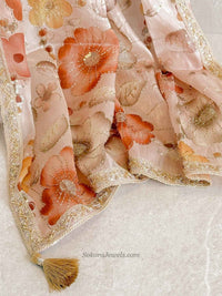 Peach & Multishade Floral Dupatta - Embellished Occasion Dupatta - SOKORA JEWELSPeach & Multishade Floral Dupatta - Embellished Occasion Dupatta