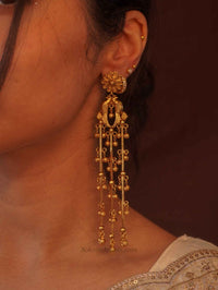 Peacock Golden Ghungroo Drop Earrings - SOKORA JEWELSPeacock Golden Ghungroo Drop Earrings