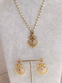 Peacock Pendant Pearl Mala Necklace Set - SOKORA JEWELSPeacock Pendant Pearl Mala Necklace Set