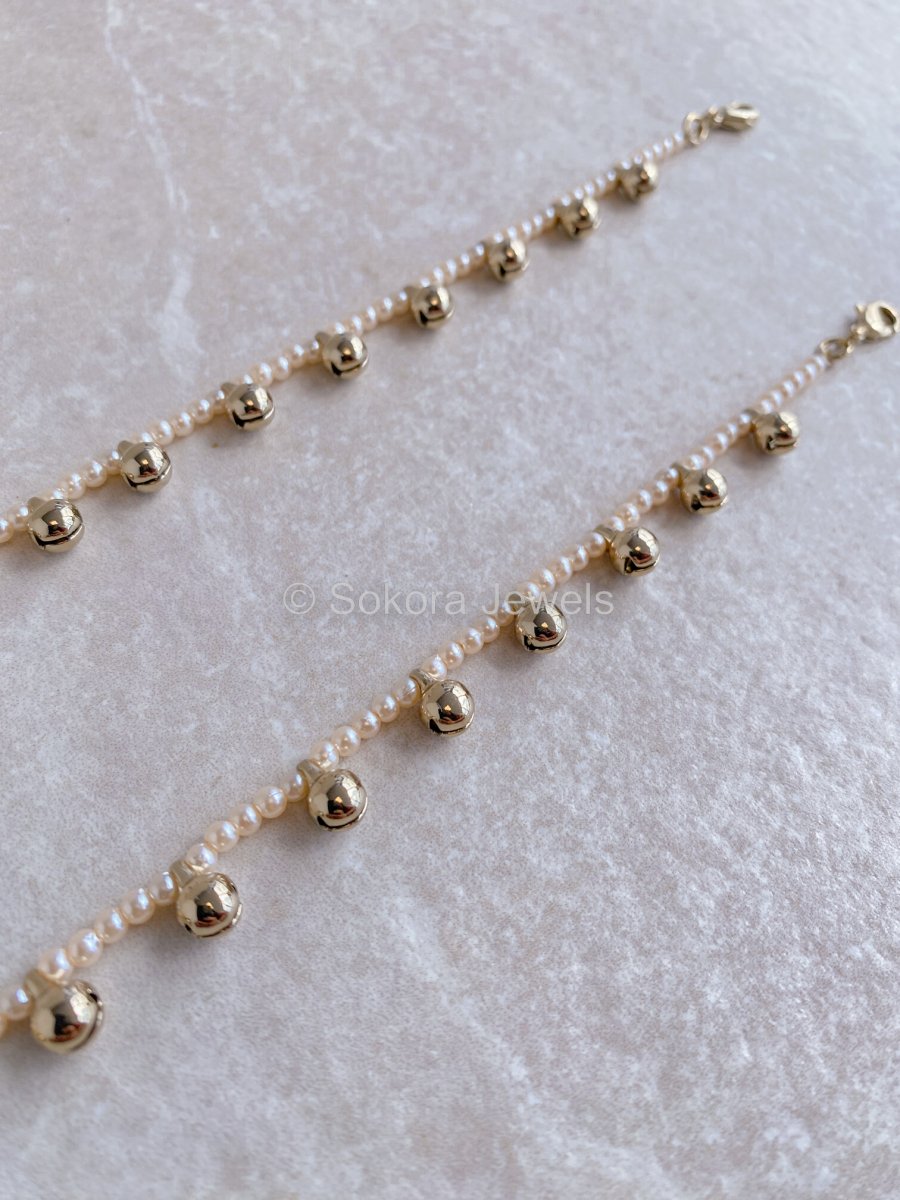 Pearl and Bell Anklets - SOKORA JEWELSPearl and Bell Anklets