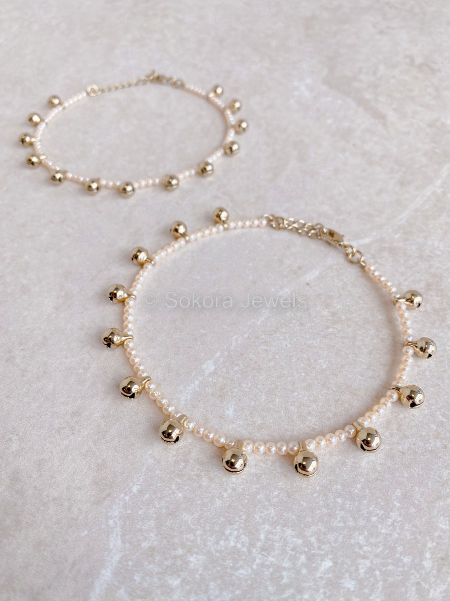 Pearl and Bell Anklets - SOKORA JEWELSPearl and Bell Anklets