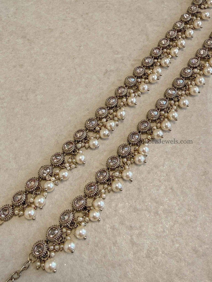 Pearl and Golden Crystal Anklets - SOKORA JEWELSPearl and Golden Crystal Anklets
