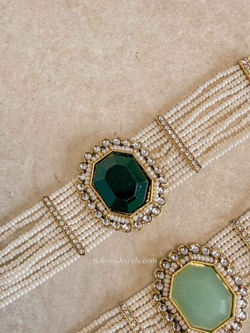 Pearl and Kundan Gem Bracelet - SOKORA JEWELSPearl and Kundan Gem Bracelet