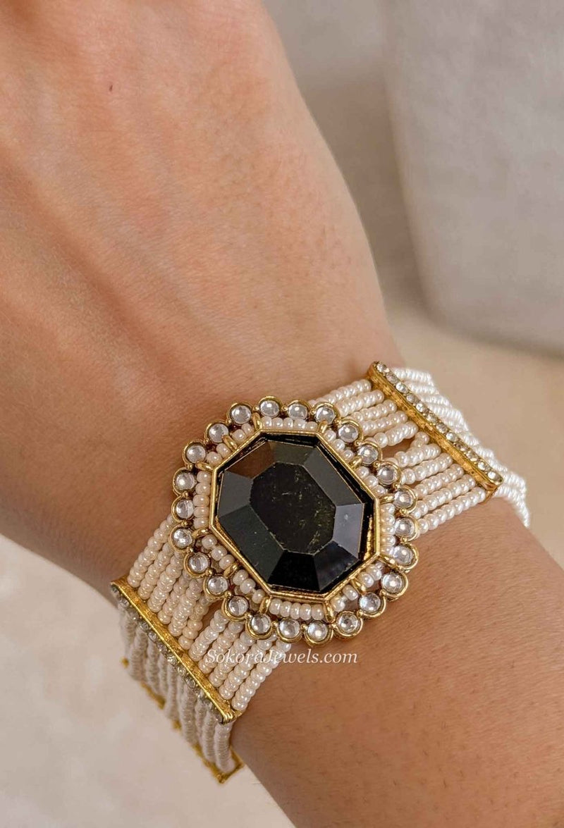 Pearl and Kundan Gem Bracelet - SOKORA JEWELSPearl and Kundan Gem Bracelet