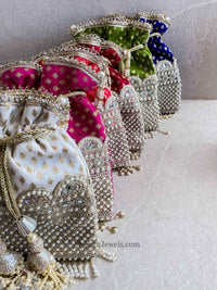 Pearl and Mirror detail Potli Bag - 6 Colour Options - SOKORA JEWELSPearl and Mirror detail Potli Bag - 6 Colour Options