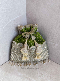 Pearl and Mirror detail Potli Bag - 6 Colour Options - SOKORA JEWELSPearl and Mirror detail Potli Bag - 6 Colour Options