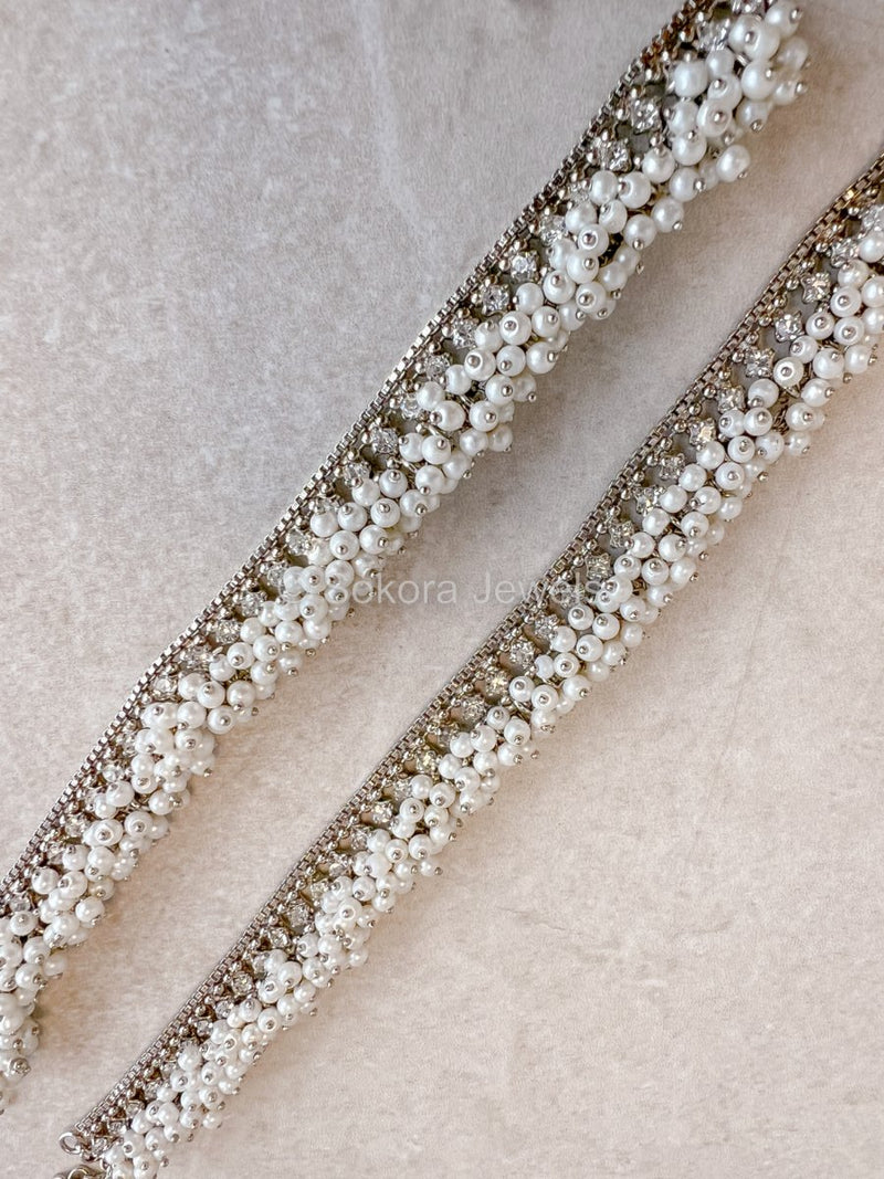 Pearl and Silver Anklets - SOKORA JEWELSPearl and Silver Anklets