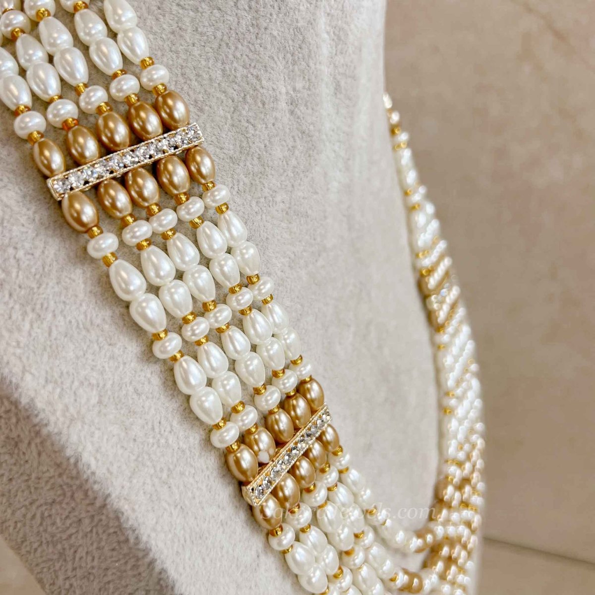 Pearl & Chamagne Bead Mens Mala - SOKORA JEWELSPearl & Chamagne Bead Mens Mala