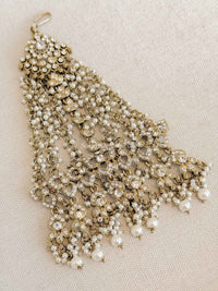 Pearl & Clear crystal Jhumar - SOKORA JEWELSPearl & Clear crystal Jhumar