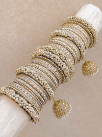 Pearl & Cream Bangle Set - Cream - SOKORA JEWELSPearl & Cream Bangle Set - CreamBANGLES