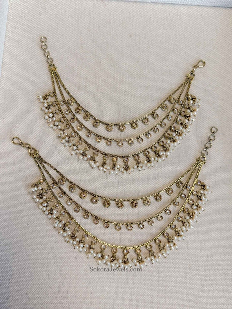 Pearl & Crystal Earring chains (Sahara) - SOKORA JEWELSPearl & Crystal Earring chains (Sahara)EARRINGS