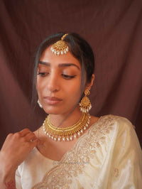 Pearl Drop Hasli Set – Champagne Zircon & Gold Tone Necklace Set - SOKORA JEWELSPearl Drop Hasli Set – Champagne Zircon & Gold Tone Necklace SetNECKLACE SETS