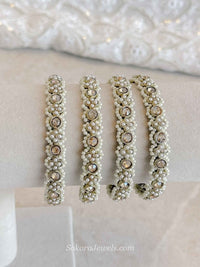 Pearl-Edged Crystal Kada Bangles - SOKORA JEWELSPearl-Edged Crystal Kada BanglesBANGLES