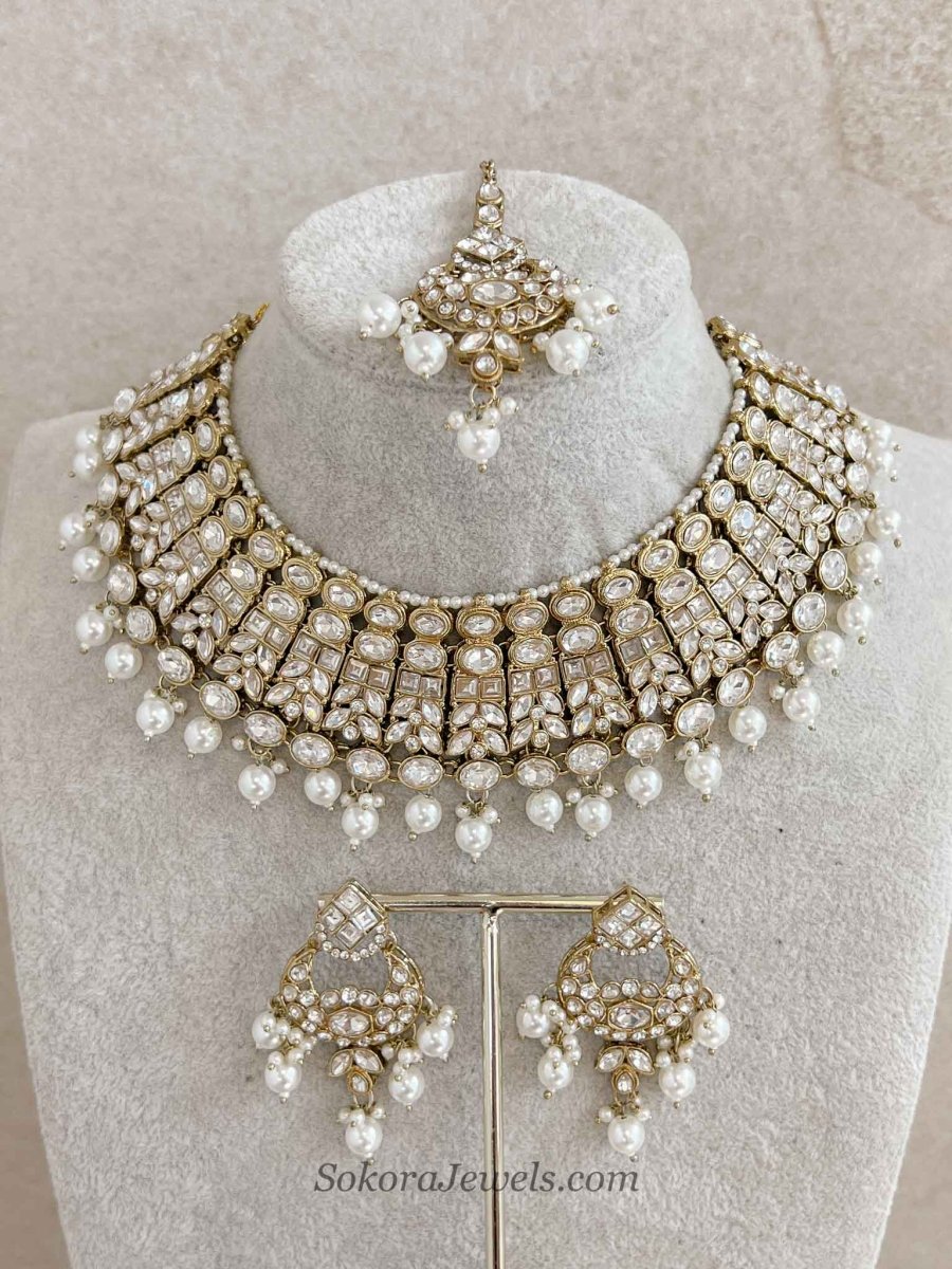 Pearl Faux Kundan Set - SOKORA JEWELSPearl Faux Kundan SetNECKLACE SETS