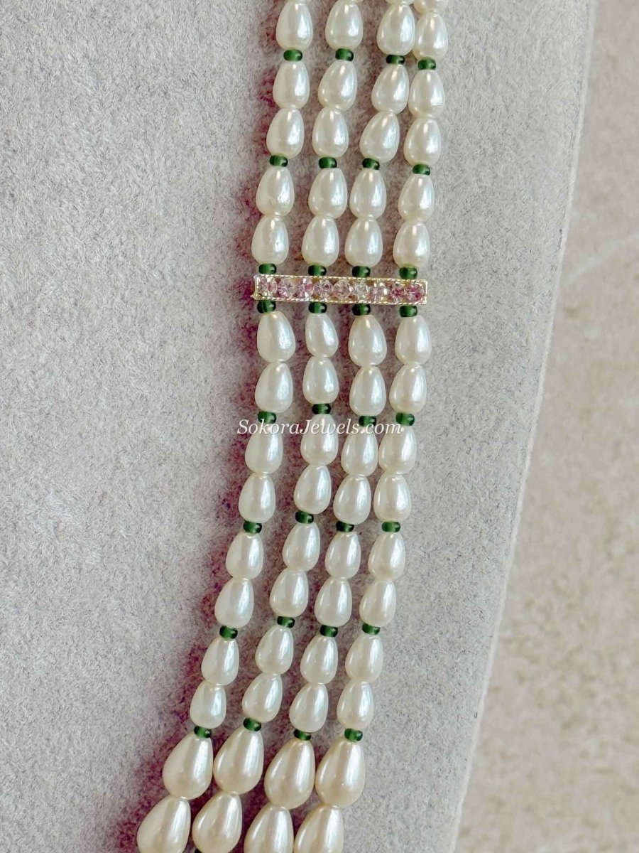 Pearl & Green Bead Mens Mala - SOKORA JEWELSPearl & Green Bead Mens Mala