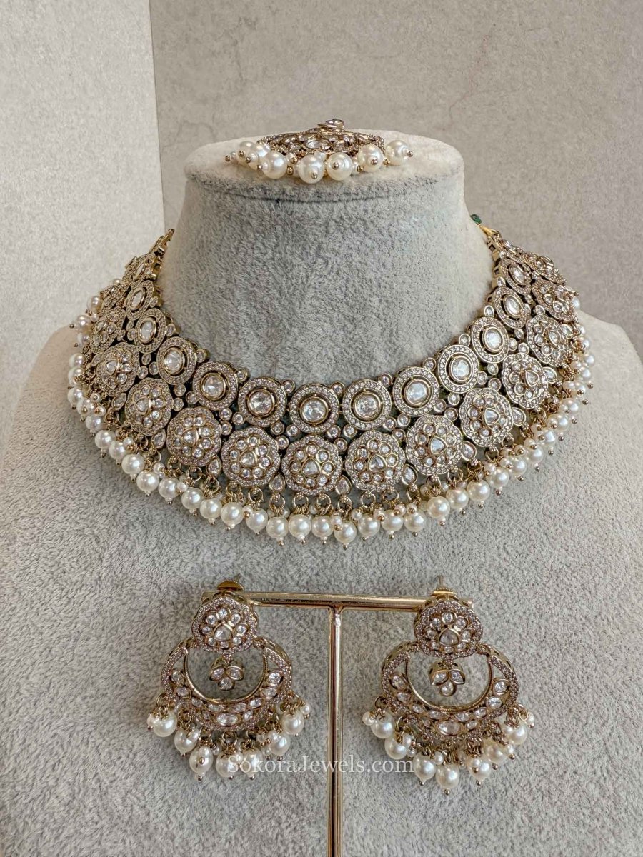 Pearl & Kundan Bridal Necklace Set - SOKORA JEWELSPearl & Kundan Bridal Necklace SetNECKLACE SETS