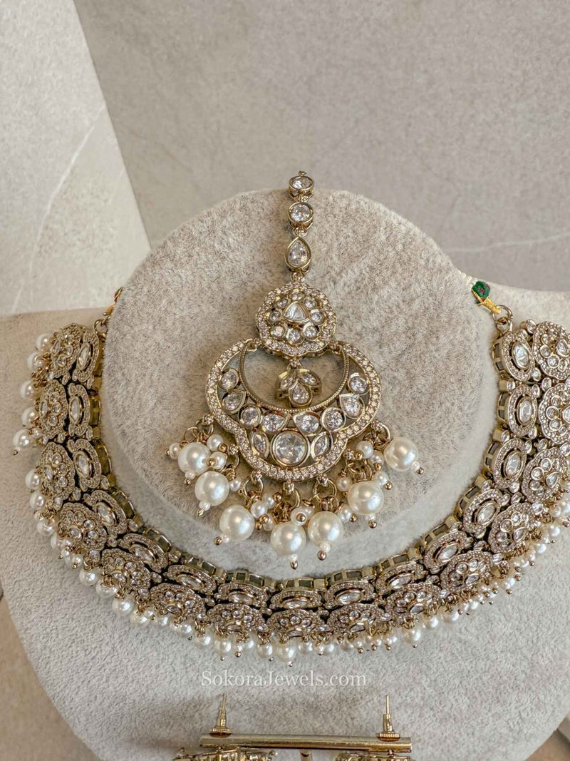 Pearl & Kundan Bridal Necklace Set - SOKORA JEWELSPearl & Kundan Bridal Necklace SetNECKLACE SETS