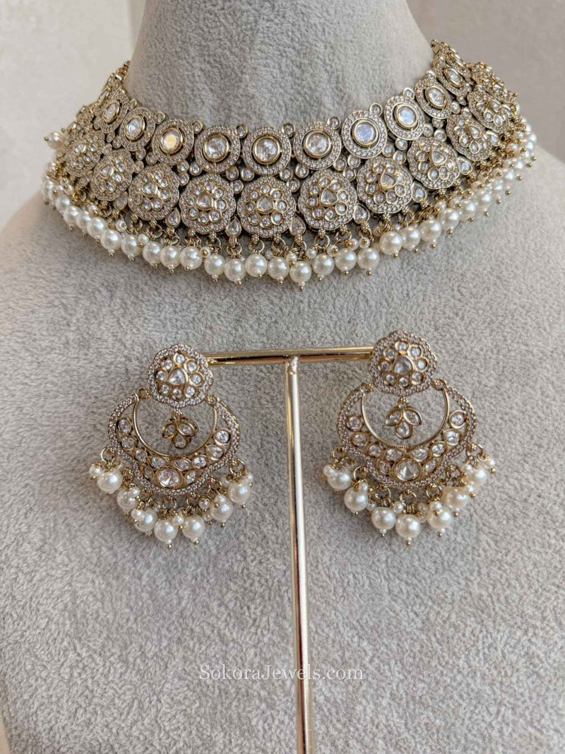 Pearl & Kundan Bridal Necklace Set - SOKORA JEWELSPearl & Kundan Bridal Necklace SetNECKLACE SETS