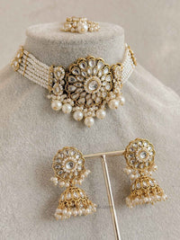 Pearl Kundan Choker set - SOKORA JEWELSPearl Kundan Choker set