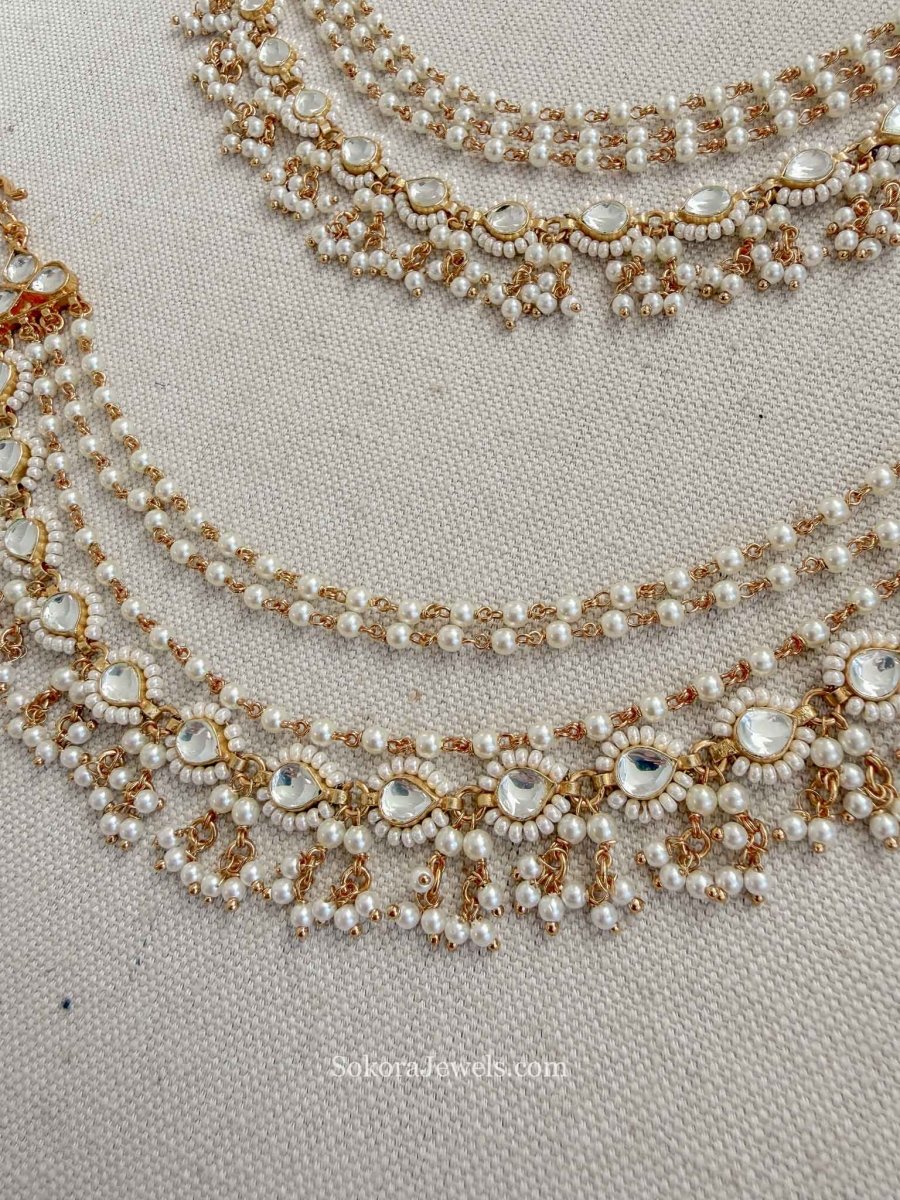 Pearl & Kundan Earring chains - SOKORA JEWELSPearl & Kundan Earring chainsEARRINGS