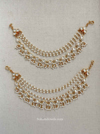 Pearl & Kundan Earring chains - SOKORA JEWELSPearl & Kundan Earring chainsEARRINGS