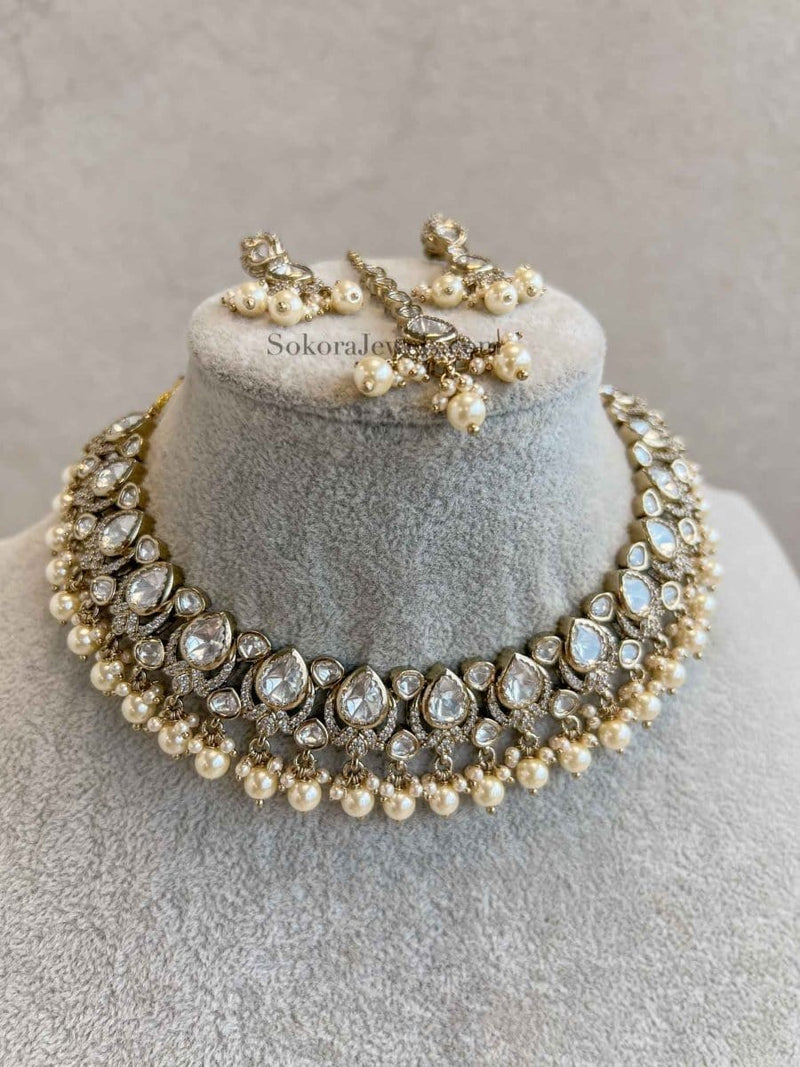 Pearl & Kundan Necklace set - SOKORA JEWELSPearl & Kundan Necklace setNECKLACE SETS