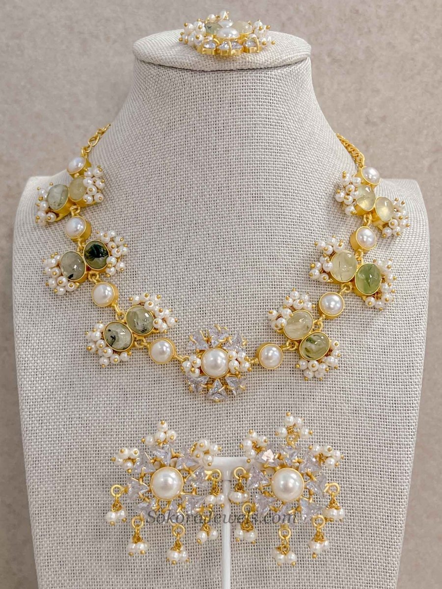 Pearl & Pale Gemstone Statement Set - SOKORA JEWELSPearl & Pale Gemstone Statement Set