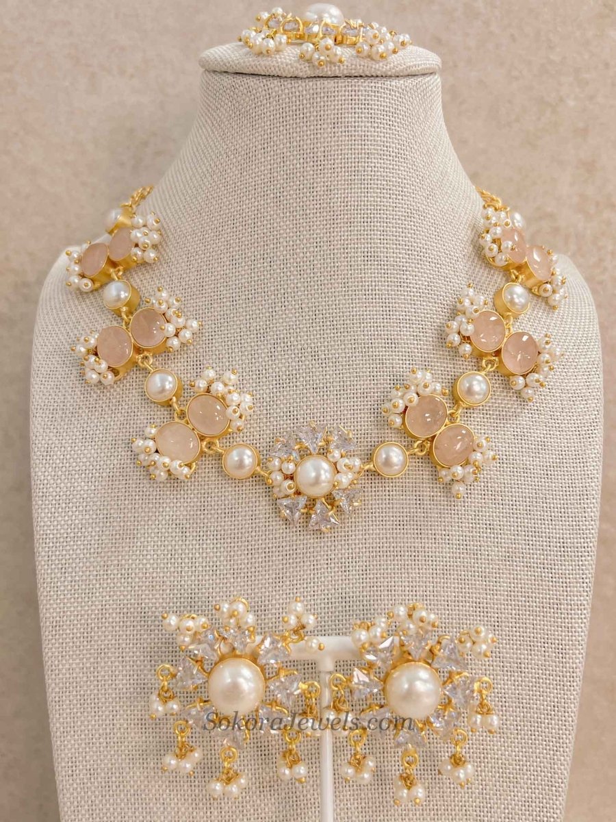 Pearl & Pale Gemstone Statement Set - SOKORA JEWELSPearl & Pale Gemstone Statement Set