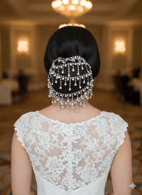 Pearl & Zircon Bridal Bun Drape – Full Coverage Hair Accessory - SOKORA JEWELSPearl & Zircon Bridal Bun Drape – Full Coverage Hair Accessory