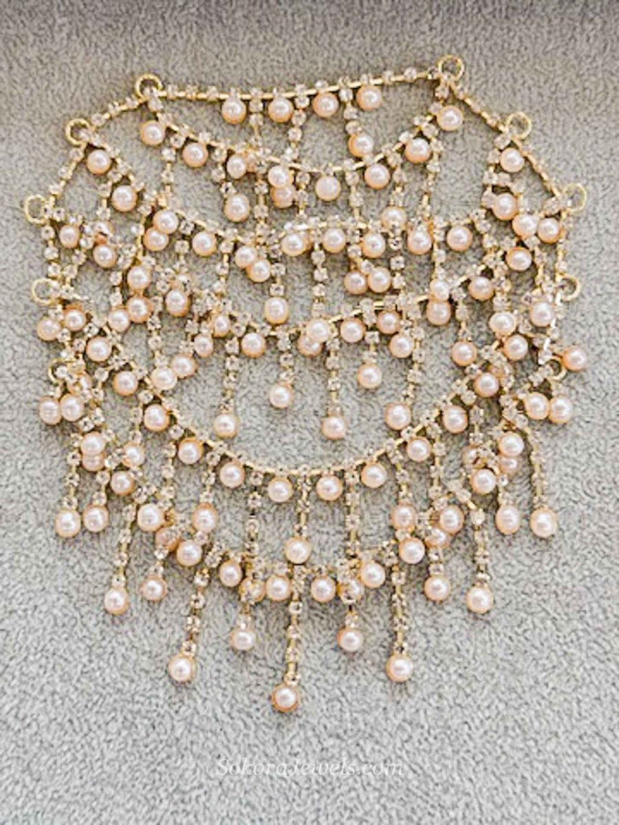 Pearl & Zircon Bridal Bun Drape – Full Coverage Hair Accessory - SOKORA JEWELSPearl & Zircon Bridal Bun Drape – Full Coverage Hair Accessory