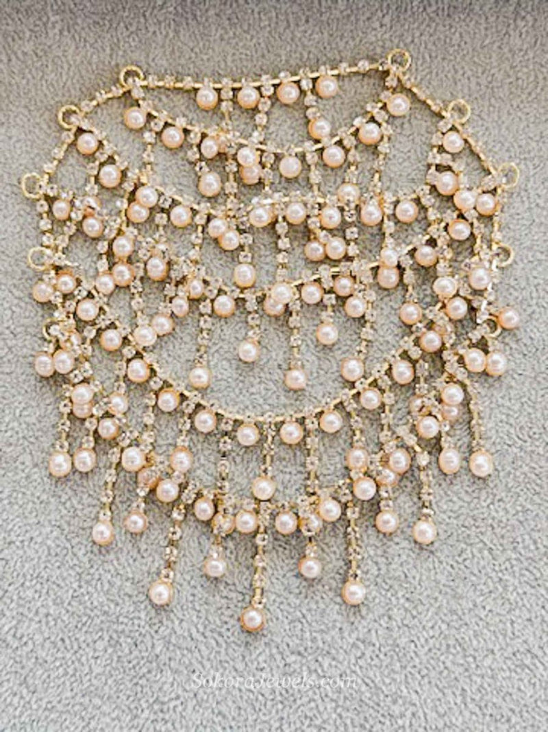Pearl & Zircon Bridal Bun Drape – Full Coverage Hair Accessory - SOKORA JEWELSPearl & Zircon Bridal Bun Drape – Full Coverage Hair Accessory