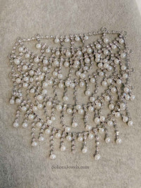 Pearl & Zircon Bridal Bun Drape – Full Coverage Hair Accessory - SOKORA JEWELSPearl & Zircon Bridal Bun Drape – Full Coverage Hair Accessory