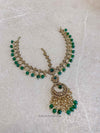 Pearly Antique Gold Mathapatti - Green - SOKORA JEWELSPearly Antique Gold Mathapatti - Green