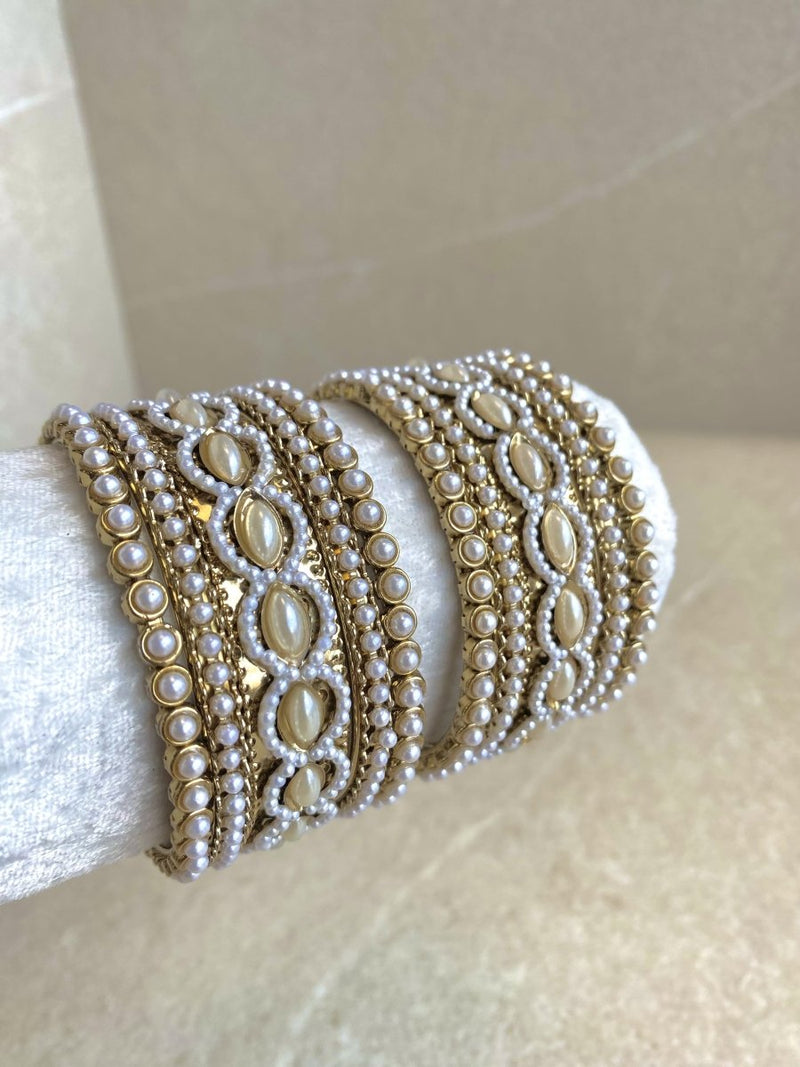 Pearly Bangle Set - Pearl - SOKORA JEWELSPearly Bangle Set - PearlBANGLES