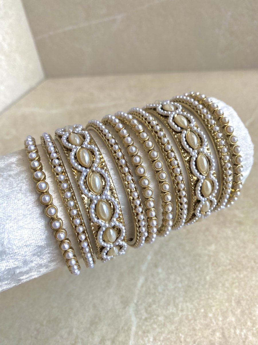 Pearly Bangle Set - Pearl - SOKORA JEWELSPearly Bangle Set - PearlBANGLES