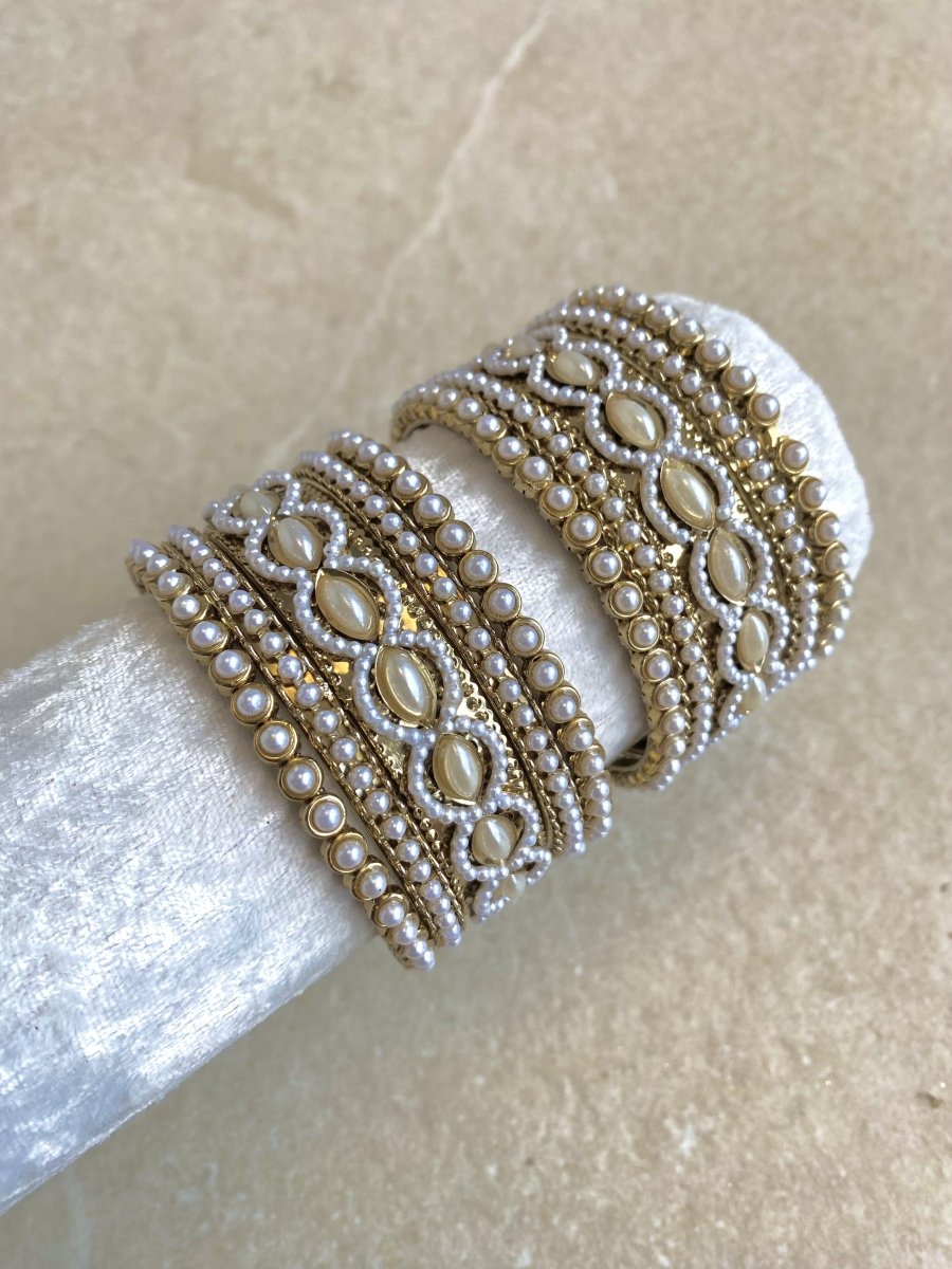 Pearly Bangle Set - Pearl - SOKORA JEWELSPearly Bangle Set - PearlBANGLES