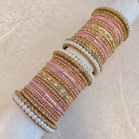 Pearly Bridal Bangle Set - Pink - SOKORA JEWELSPearly Bridal Bangle Set - PinkBANGLES