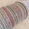 Pearly Bridal Bangle Set - Pink & Silver - SOKORA JEWELSPearly Bridal Bangle Set - Pink & SilverBANGLES