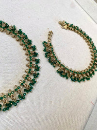 Pearly Champagne Anklets - Green - SOKORA JEWELSPearly Champagne Anklets - Green