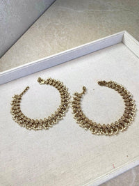 Pearly Champagne Bridal Anklets - SOKORA JEWELSPearly Champagne Bridal Anklets