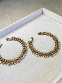 Pearly Champagne Bridal Anklets - SOKORA JEWELSPearly Champagne Bridal Anklets