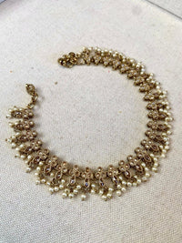 Pearly Champagne Bridal Anklets - SOKORA JEWELSPearly Champagne Bridal Anklets